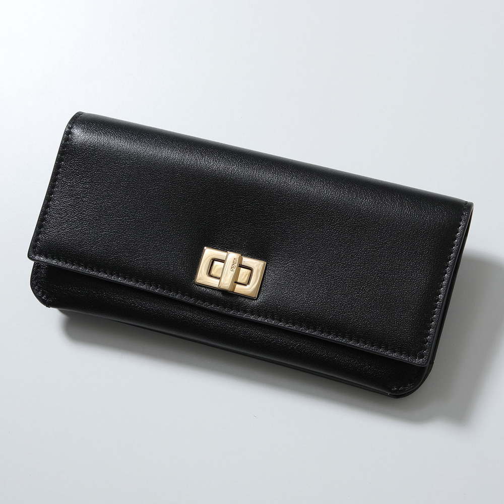 Fendi WAY Bi fold Long Wallet Leather Bi BLACKCHOCOLATE